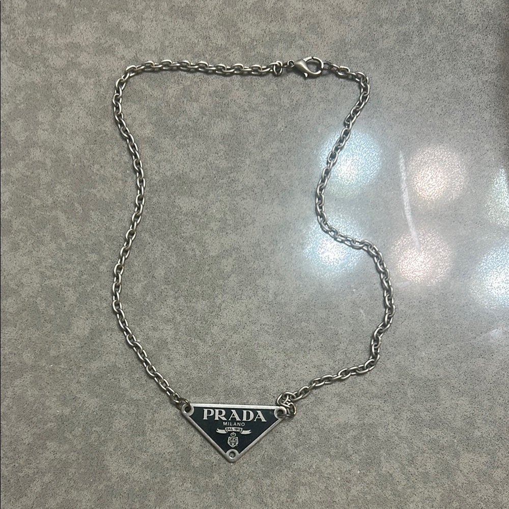 Prada Black and Silver Chain Necklace
